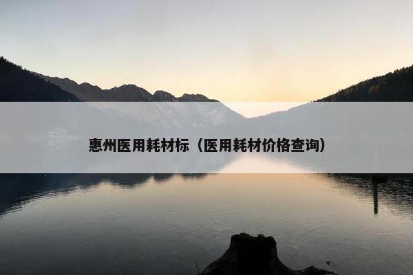 惠州医用耗材标（医用耗材价格查询）
