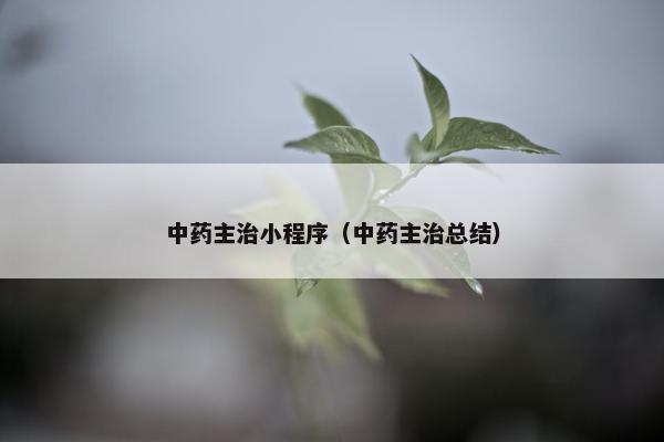 中药主治小程序（中药主治总结）