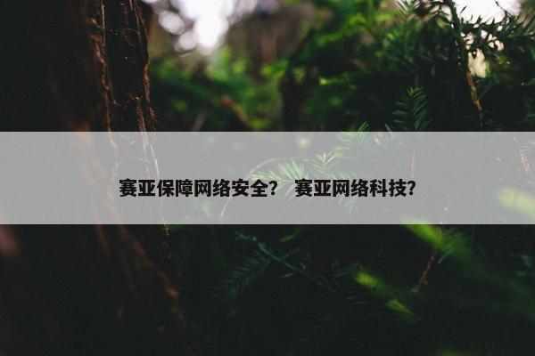 赛亚保障网络安全？ 赛亚网络科技？