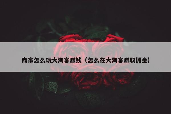 商家怎么玩大淘客赚钱（怎么在大淘客赚取佣金）