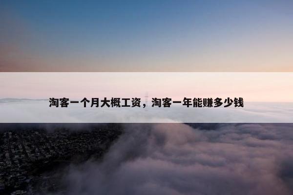淘客一个月大概工资，淘客一年能赚多少钱