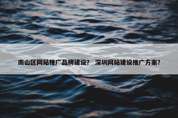 南山区网站推广品牌建设？ 深圳网站建设推广方案？