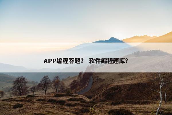 APP编程答题？ 软件编程题库？