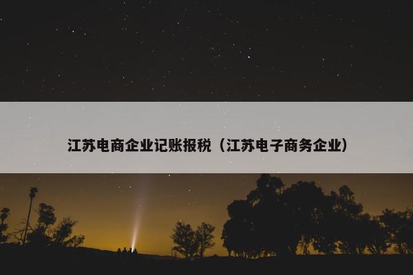 江苏电商企业记账报税（江苏电子商务企业）