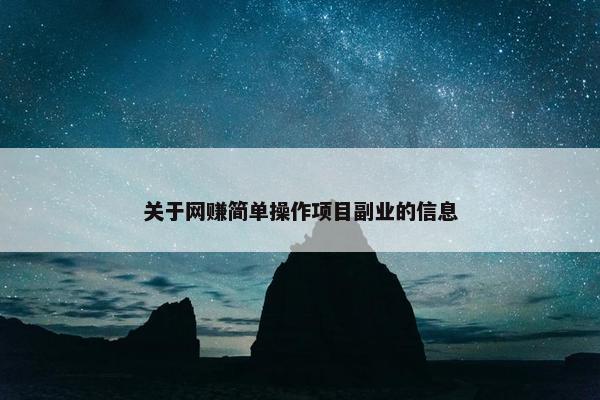 关于网赚简单操作项目副业的信息