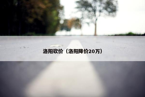 洛阳砍价（洛阳降价20万）