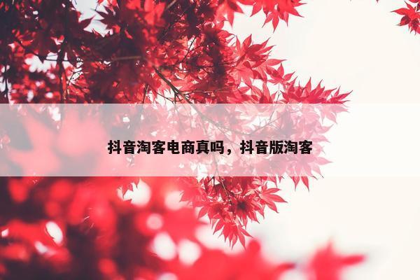 抖音淘客电商真吗，抖音版淘客
