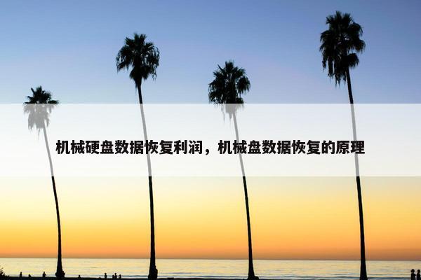 机械硬盘数据恢复利润，机械盘数据恢复的原理