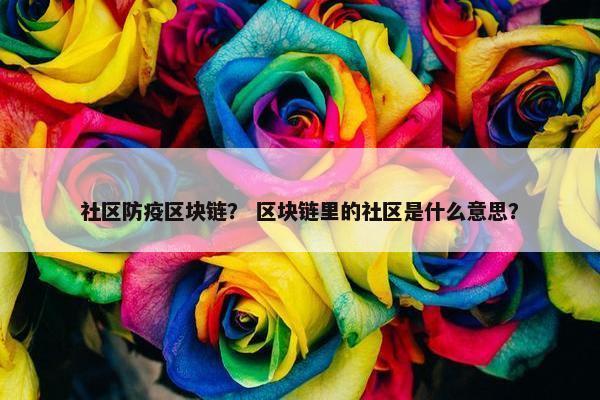 社区防疫区块链？ 区块链里的社区是什么意思？
