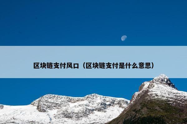 区块链支付风口（区块链支付是什么意思）