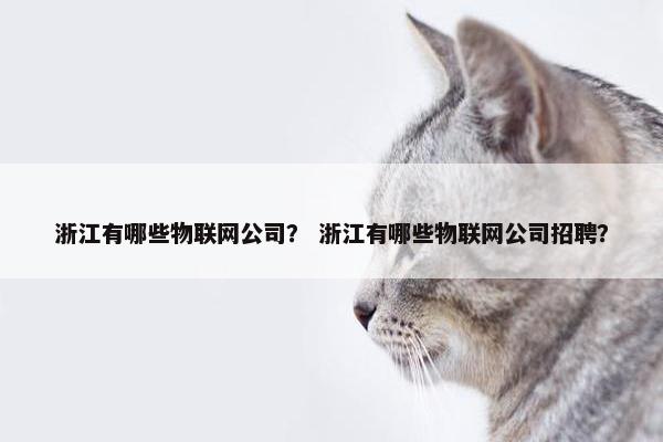 浙江有哪些物联网公司？ 浙江有哪些物联网公司招聘？