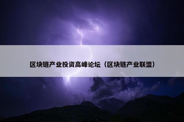 区块链产业投资高峰论坛（区块链产业联盟）