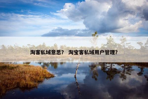淘客私域意思？ 淘宝客私域用户管理？