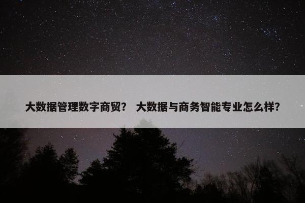大数据管理数字商贸？ 大数据与商务智能专业怎么样？