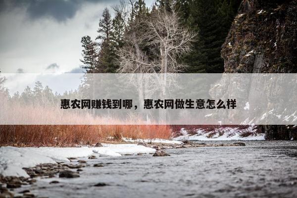 惠农网赚钱到哪，惠农网做生意怎么样