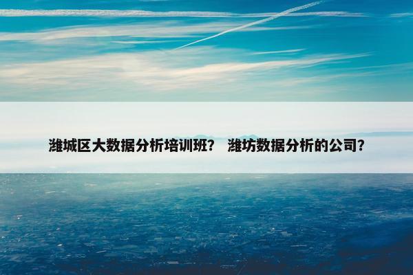潍城区大数据分析培训班？ 潍坊数据分析的公司？