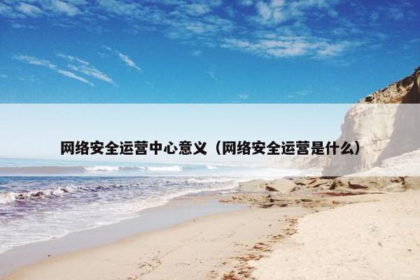 网络安全运营中心意义（网络安全运营是什么）