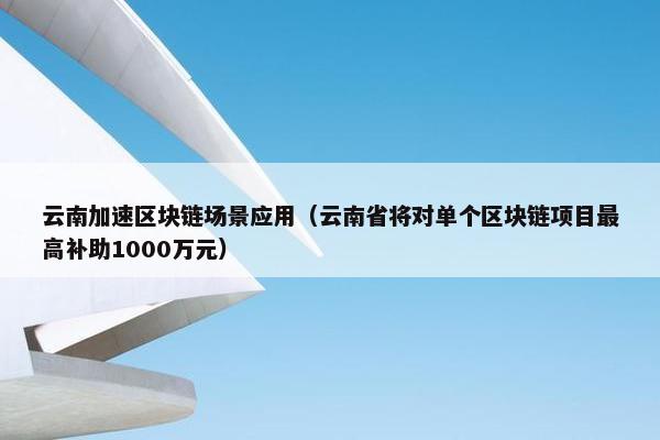 云南加速区块链场景应用（云南省将对单个区块链项目最高补助1000万元）