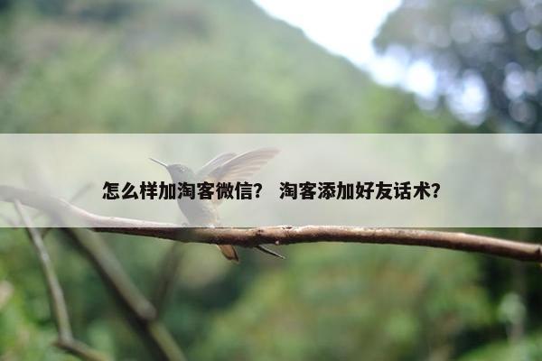 怎么样加淘客微信？ 淘客添加好友话术？