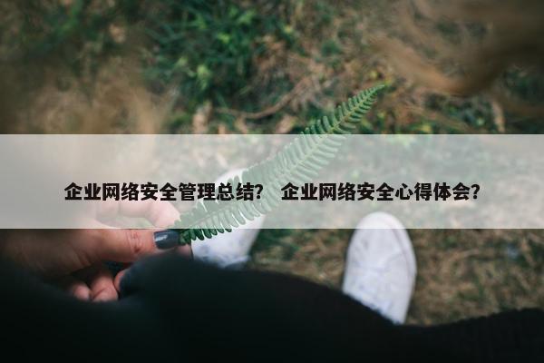 企业网络安全管理总结？ 企业网络安全心得体会？