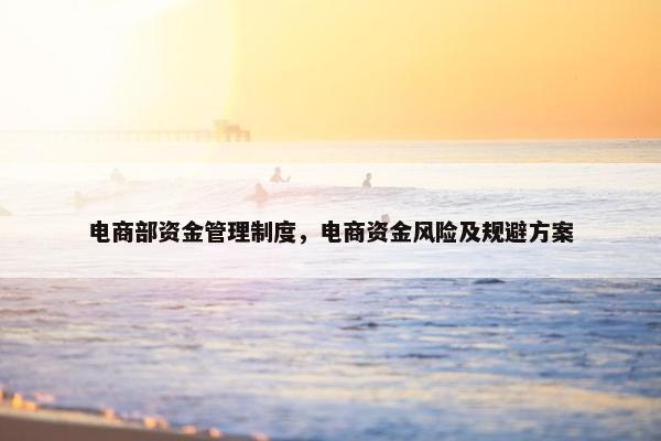 电商部资金管理制度，电商资金风险及规避方案