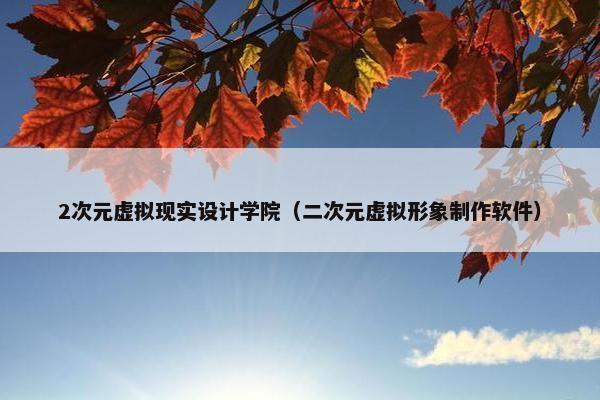 2次元虚拟现实设计学院（二次元虚拟形象制作软件）