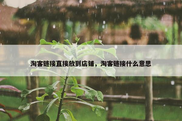 淘客链接直接放到店铺，淘客链接什么意思
