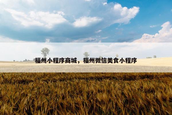 福州小程序商城，福州微信美食小程序