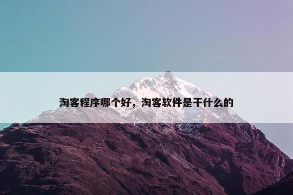 淘客程序哪个好，淘客软件是干什么的