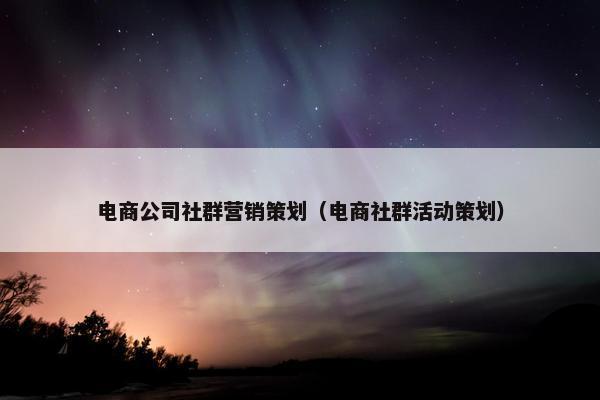 电商公司社群营销策划（电商社群活动策划）