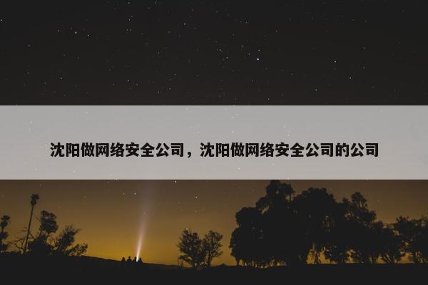 沈阳做网络安全公司，沈阳做网络安全公司的公司