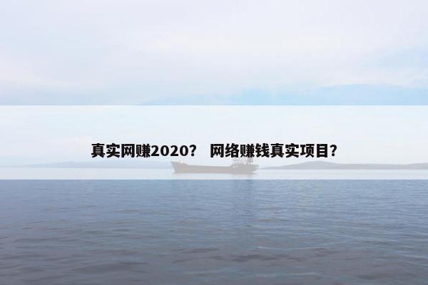 真实网赚2020？ 网络赚钱真实项目？