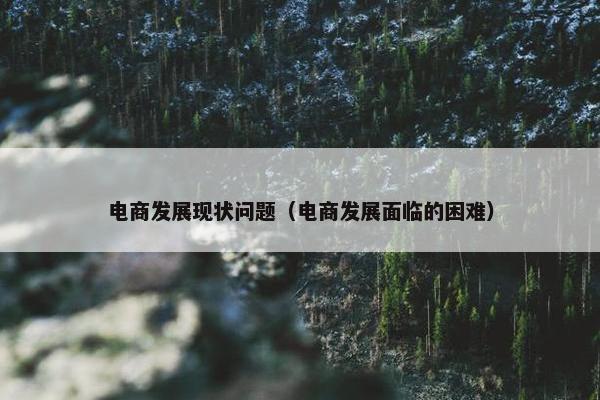电商发展现状问题（电商发展面临的困难）