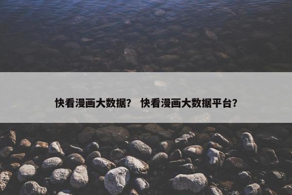 快看漫画大数据？ 快看漫画大数据平台？