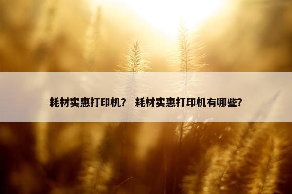 耗材实惠打印机？ 耗材实惠打印机有哪些？