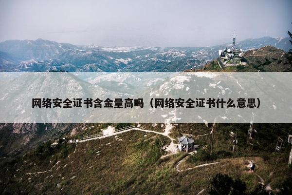 网络安全证书含金量高吗（网络安全证书什么意思）