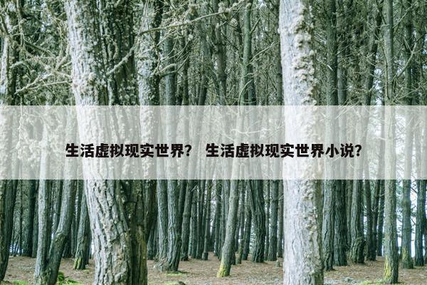生活虚拟现实世界？ 生活虚拟现实世界小说？