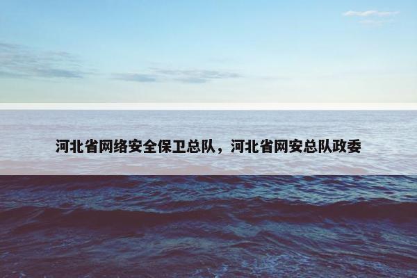 河北省网络安全保卫总队，河北省网安总队政委