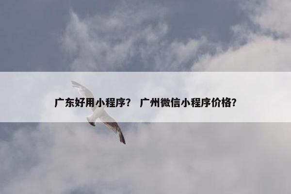 广东好用小程序？ 广州微信小程序价格？