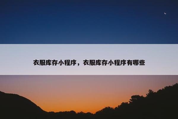 衣服库存小程序，衣服库存小程序有哪些
