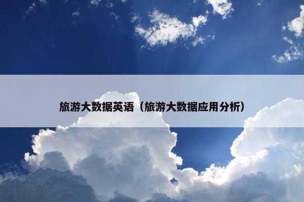旅游大数据英语（旅游大数据应用分析）