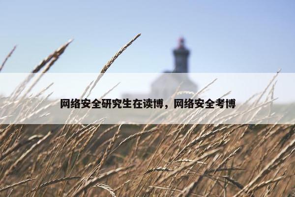 网络安全研究生在读博，网络安全考博