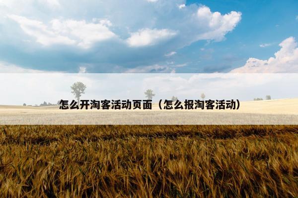 怎么开淘客活动页面（怎么报淘客活动）