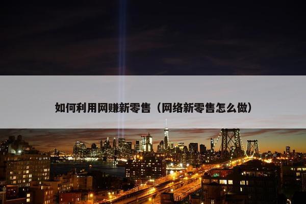 如何利用网赚新零售（网络新零售怎么做）