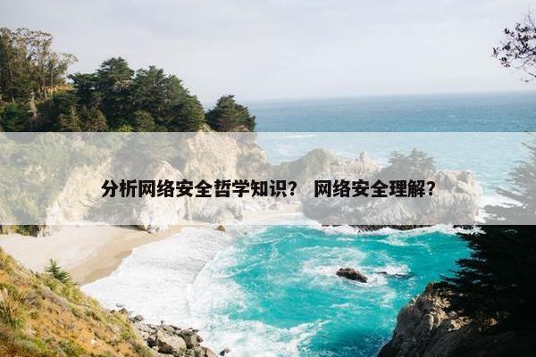分析网络安全哲学知识？ 网络安全理解？