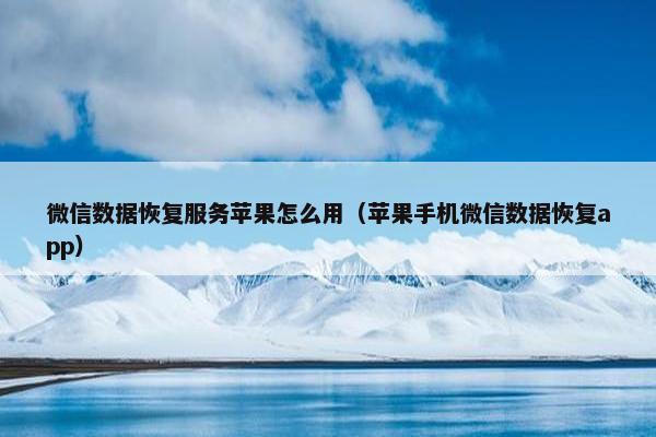 微信数据恢复服务苹果怎么用（苹果手机微信数据恢复app）