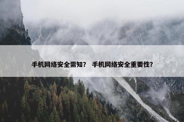 手机网络安全需知？ 手机网络安全重要性？