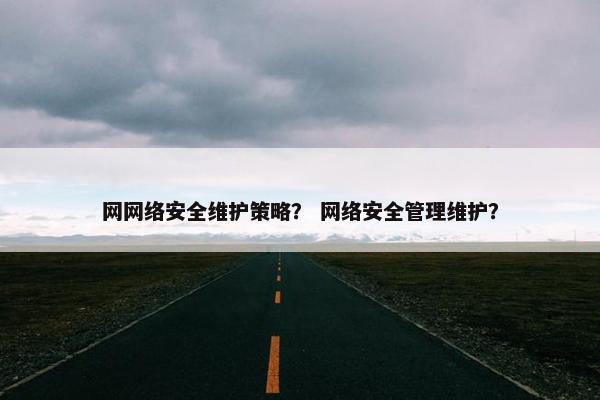 网网络安全维护策略？ 网络安全管理维护？