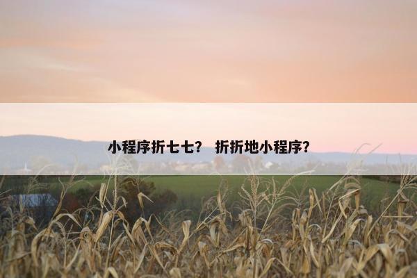 小程序折七七？ 折折地小程序？