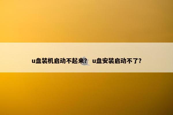 u盘装机启动不起来？ u盘安装启动不了？